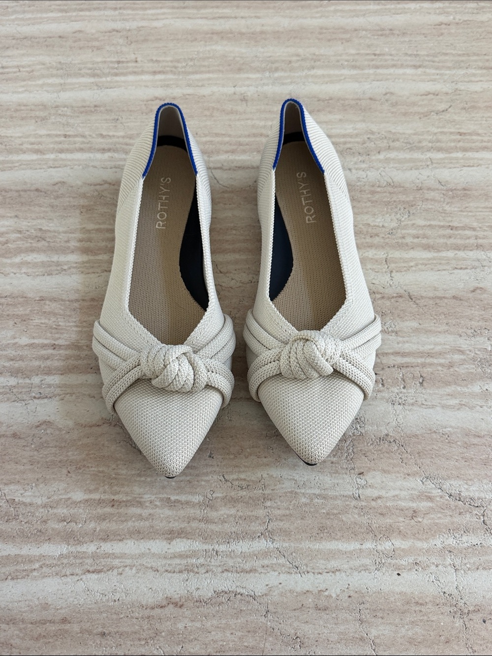 Rothy's Cream Pointed Knot Flat